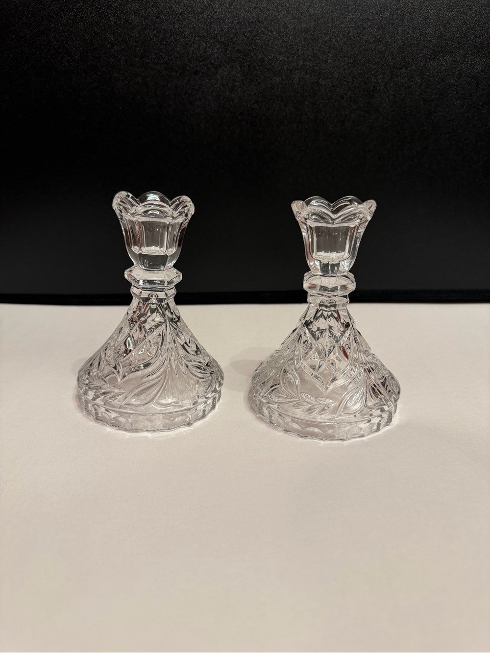 Vintage Pair of Anna Hutte Bleikristall 5" Candle Holder Crystal GERMANY